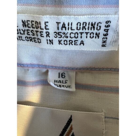 Vintage Ketch Men's Button Up Short Sleeve Medium Large (16) Single Stitch - Picture 10 of 10